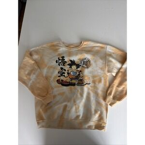 Bioworld Dragon Ball Super Goku Feast Unisex orange Spiral Dye Sweatshirt Medium